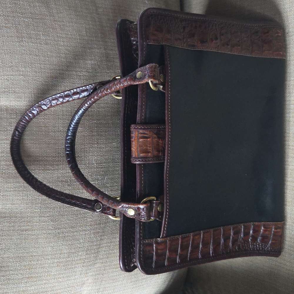 Brahmin Vintage Brown and Black Leather Handbag - Picture 2 of 4